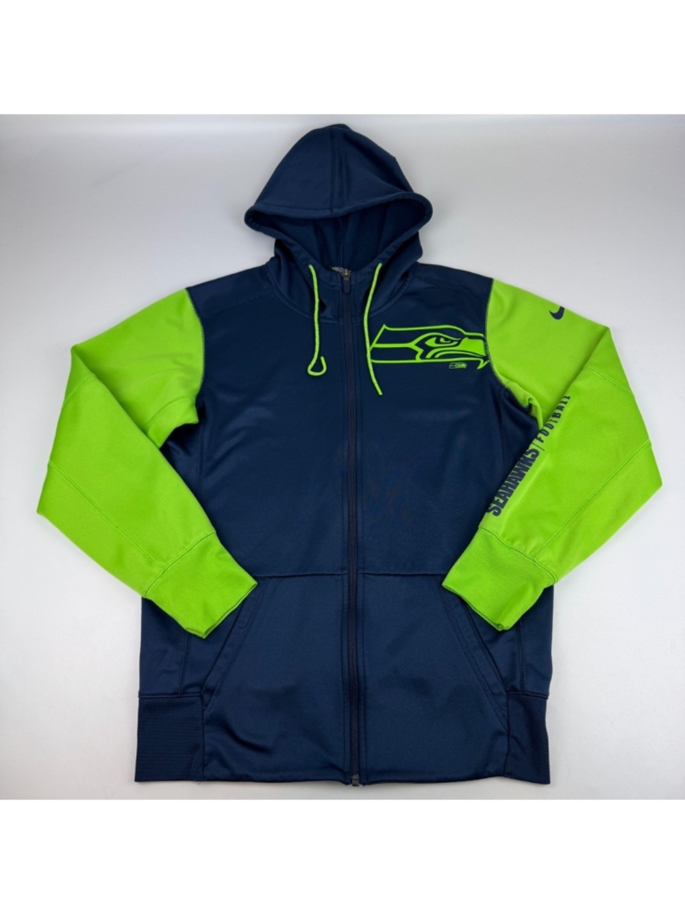 Nike Mens Size S Seattle Seahawks Full Zip Hoodie Sweatshirt *Read desc